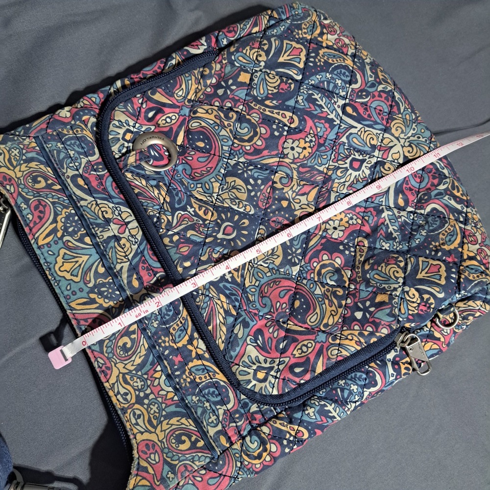 Travelon Anti Theft Travel Quilted Crossbody Bag Paisley Floral Pockets Zippers - Picture 9 of 12